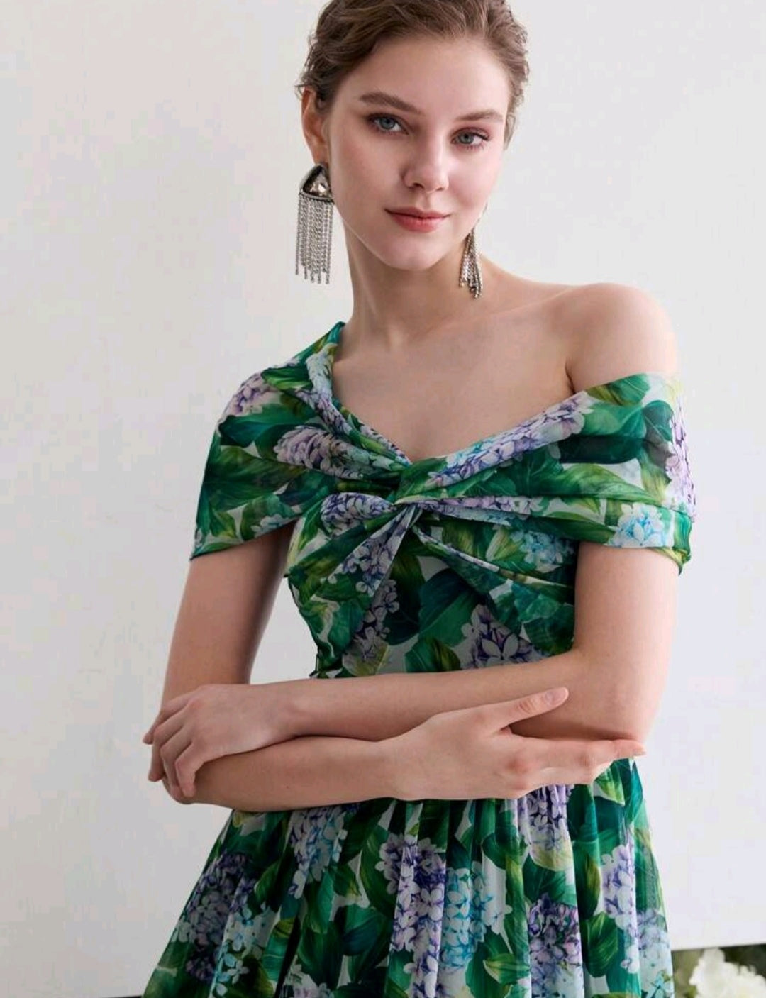 Robe de cocktail mousseline fleurie