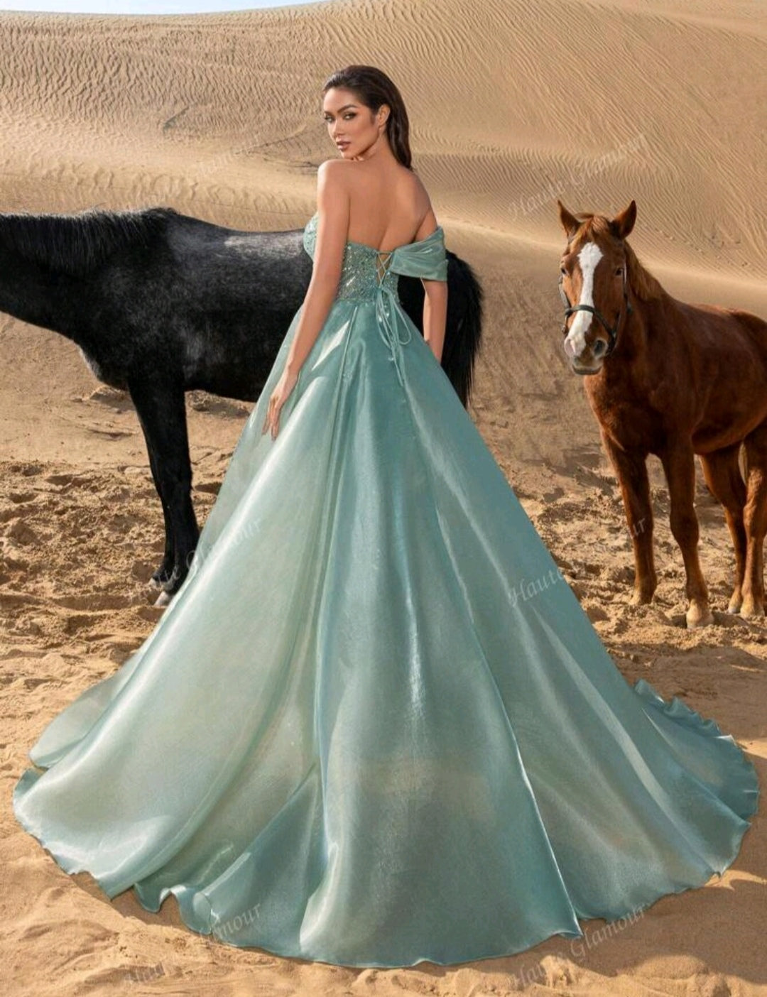 Robe de soirée sirène vert d'eau