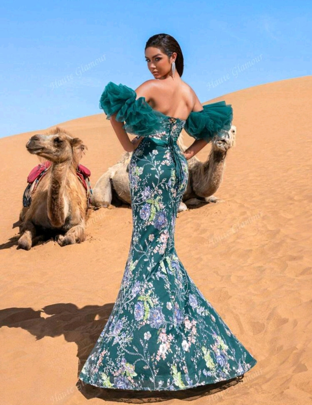 Robe de soirée sirène vert émeraude