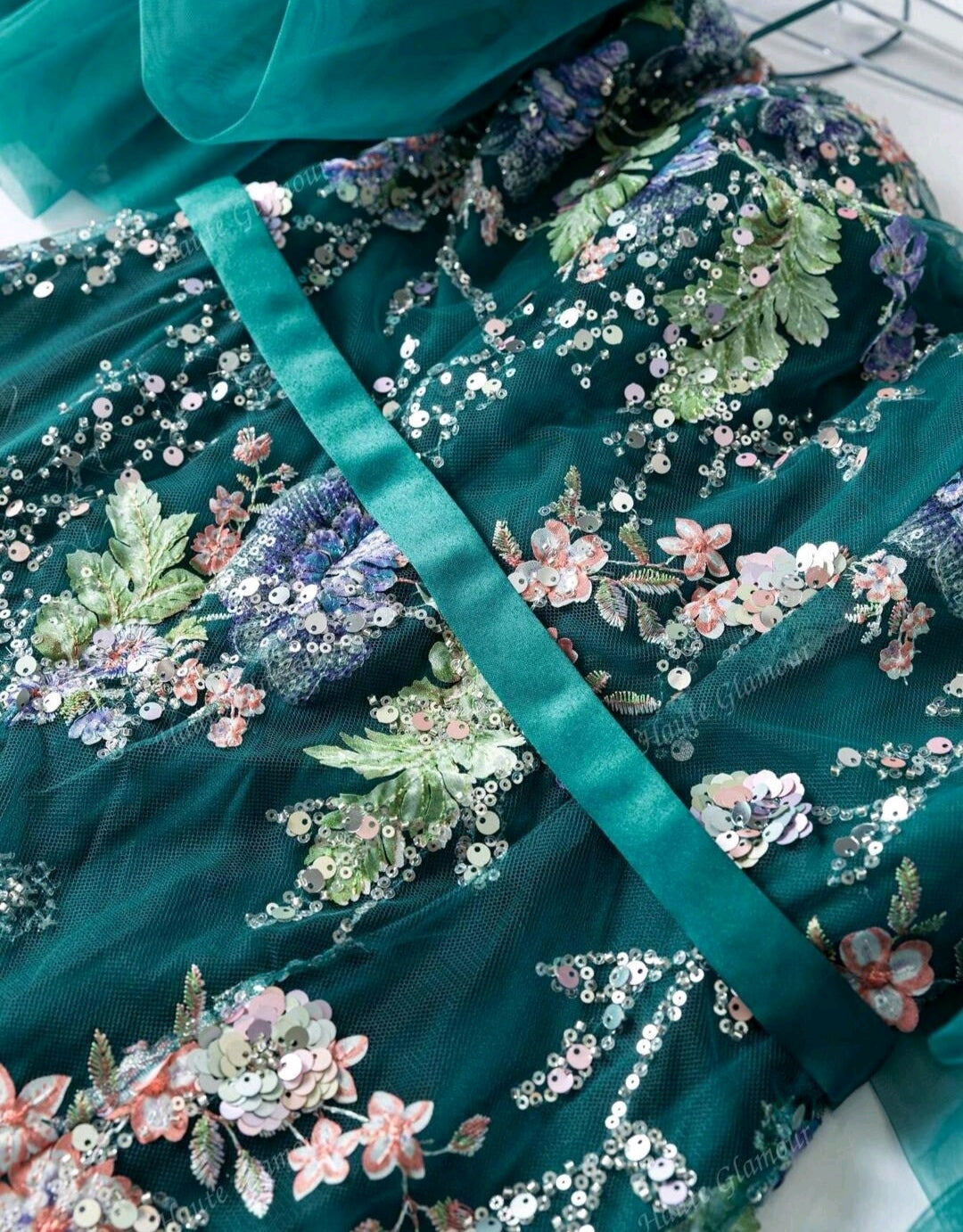 Robe de soirée sirène vert émeraude