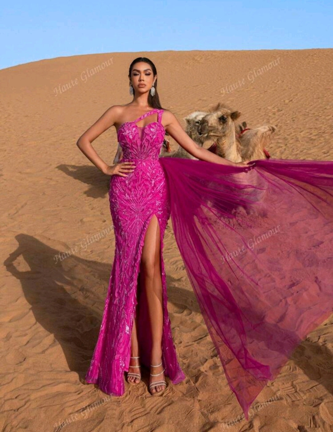 Robe de soirée sirène fushia