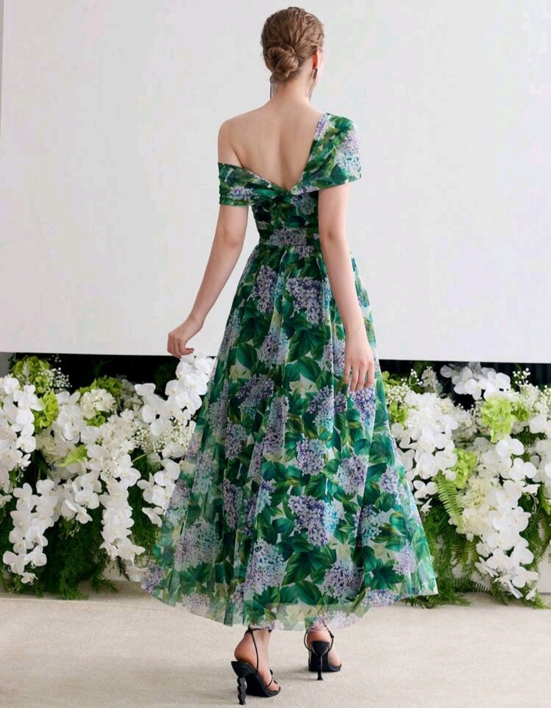 Robe de cocktail mousseline fleurie