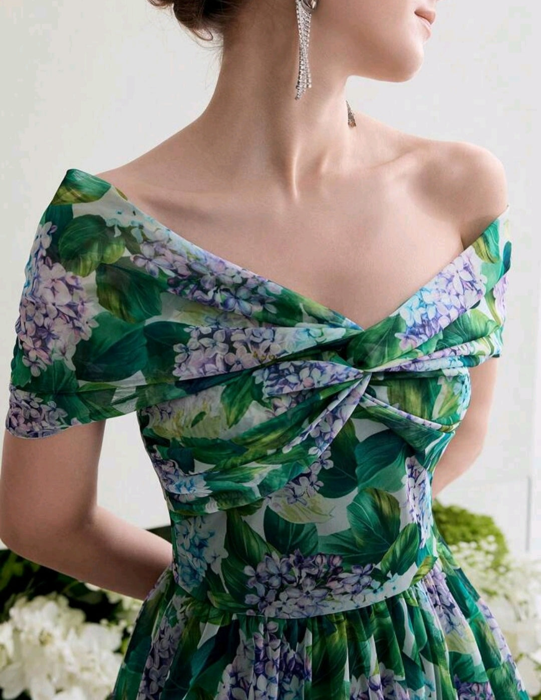 Robe de cocktail mousseline fleurie